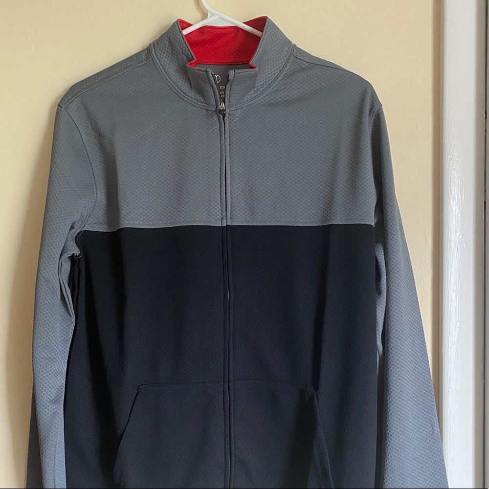 Lands end gray black and red zip up jacket M